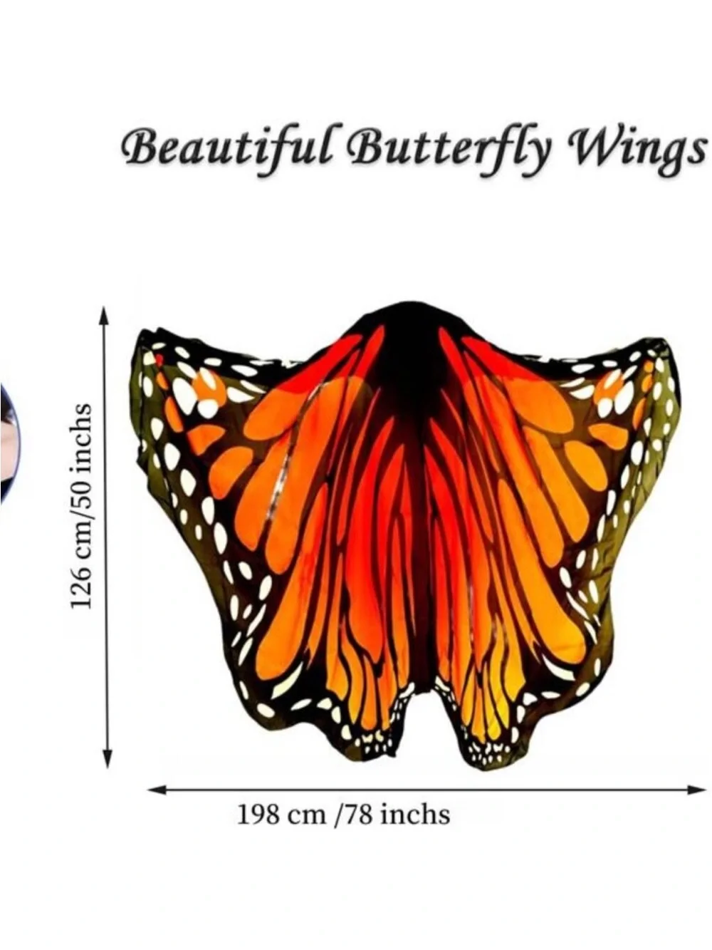 Halloween Butterfly Wings Costume for Womens, Moth Wings Butterfly Cape Adult